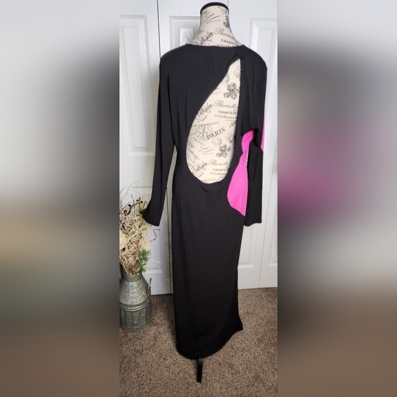 Topshop Women's Pink and Black Color block Swirl Jersey Maxi Dres… - Picture 7 of 11